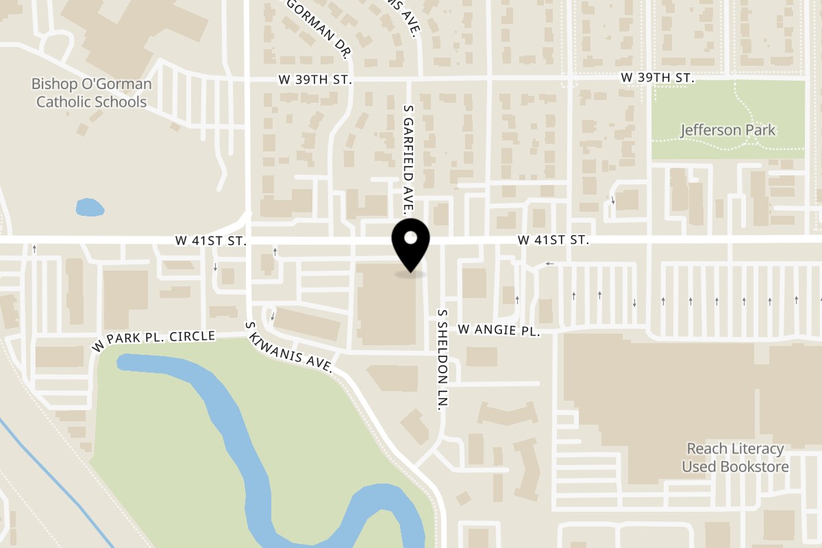 Map showing the location of The Rush Bar & Grill on 2701 W 41st St Unit B in Sioux Falls